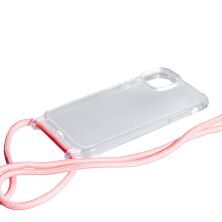 Силікон Transparent Case with Rope для Apple iPhone 13/14 Pink