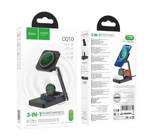 Бездротовий зарядний пристрій HOCO CQ10 3В1 ЧОРНИЙ