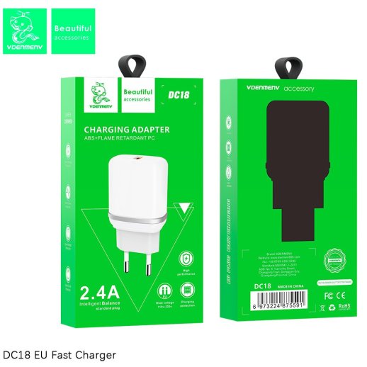 Мережевий зарядний пристрій DENMEN DC18 2.4A
