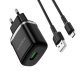 СЗУ Borofone BA36A QC3.0 (1USB/3A) + USB - MicroUSB (черный)