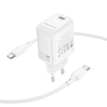 Мережевий зарядний пристрій BOROFONE BN28 PD 30W + кабель TYPE-C - TYPE-C, білий