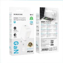 Мережевий зарядний пристрій BOROFONE BN28 PD 30W + кабель TYPE-C - TYPE-C, білий