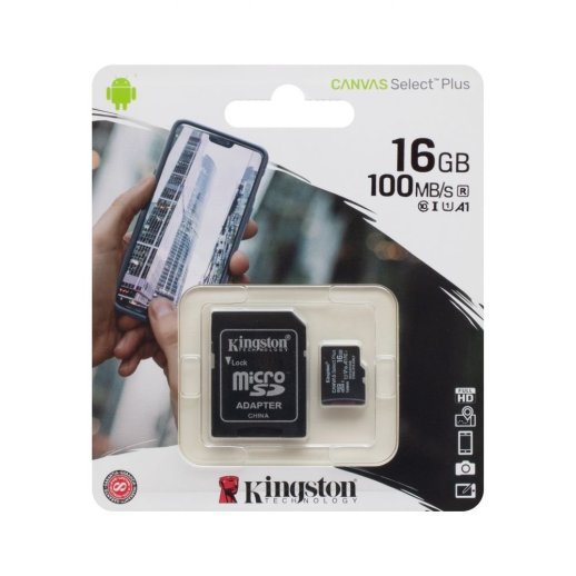 Карта пам'яті Kingston MicroSDHC (UHS-1) 16gb 10 Class & Adapter 