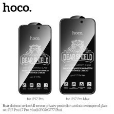 Скло антистатичне загартоване HOCO G777 Plus Bear Defense privacy protection для телефону APPLE iPhone 17 PRO MAX