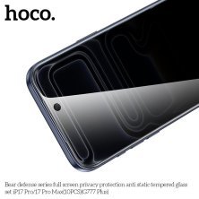 Скло антистатичне загартоване HOCO G777 Plus Bear Defense privacy protection для телефону APPLE iPhone 17 PRO MAX
