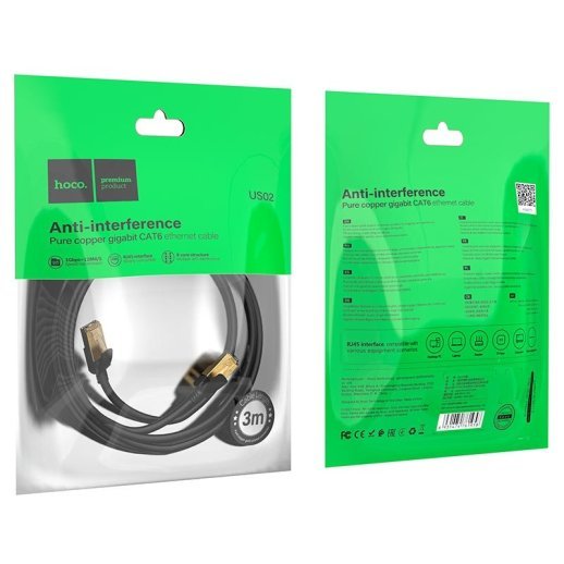 Кабель HOCO US02 LAN RJ45 3.00M ЧОРНИЙ