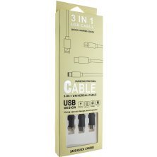 Кабель USB тканина 3в1 1 метр упаковка