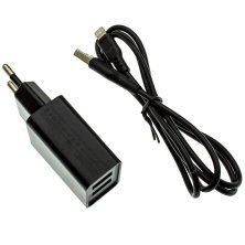 Мережевий зарядний пристрій DENMEN DC02L + USB Lightning 2.1A 2USB ЧОРНИЙ