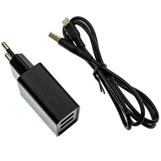 Мережевий зарядний пристрій DENMEN DC02L + USB Lightning 2.1A 2USB ЧОРНИЙ