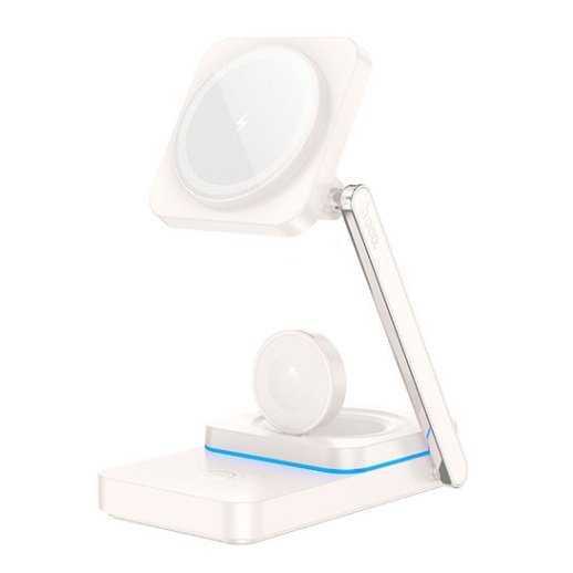 Бездротовий зарядний пристрій HOCO CQ10 3В1 БIЛИЙ