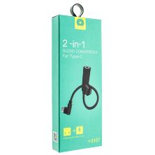 Аудіо перехідник WUW X107 Type-C - jack 3.5 мм + зарядка телефона