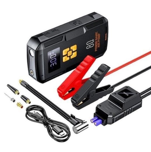 Пуско-зарядний пристрій для акумулятора HOCO QS2 з компресором + power bank на 8000mAh