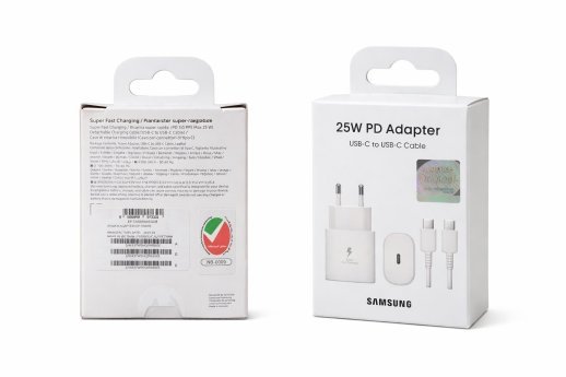 Мережевий зарядний пристрій SAMSUNG PD 2в1 25W (EP-TA800) + кабель TYPE-C - TYPE-C, білий в упаковці (SMALL PACKAGING)