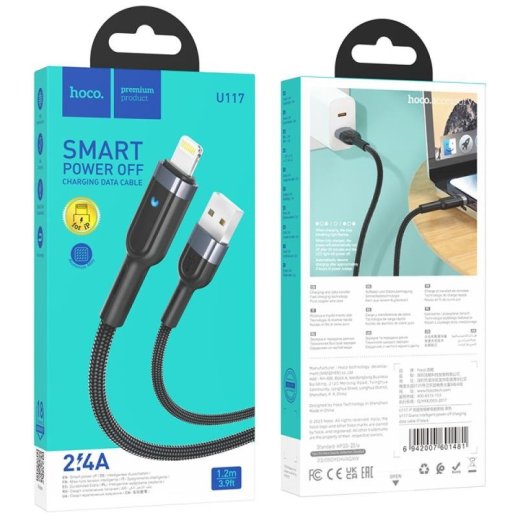 USB кабель HOCO U117 USB - Lightning, чёрный