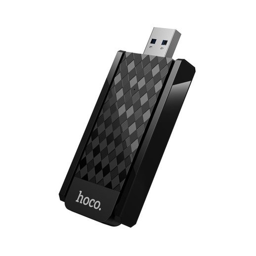 Адаптер-мережева карта HOCO HI34 Wi-Fi 6 USB з двома зовнішніми антенами, чорний