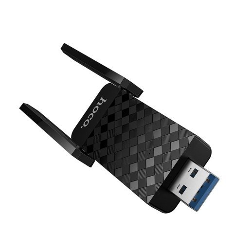 Адаптер-мережева карта HOCO HI34 Wi-Fi 6 USB з двома зовнішніми антенами, чорний