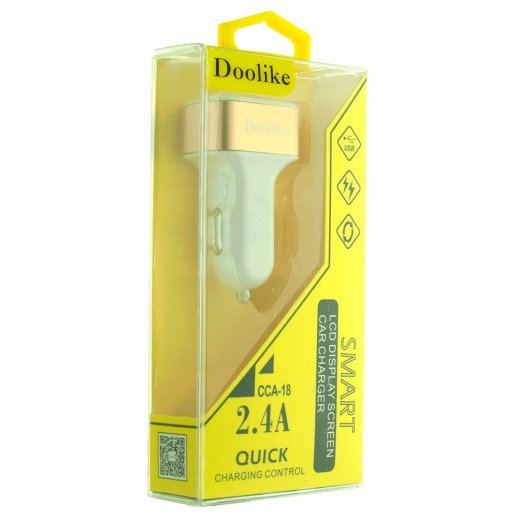 Зарядний пристрій Doolike CCA-18 LCD display 3.1A ЗОЛОТИЙ