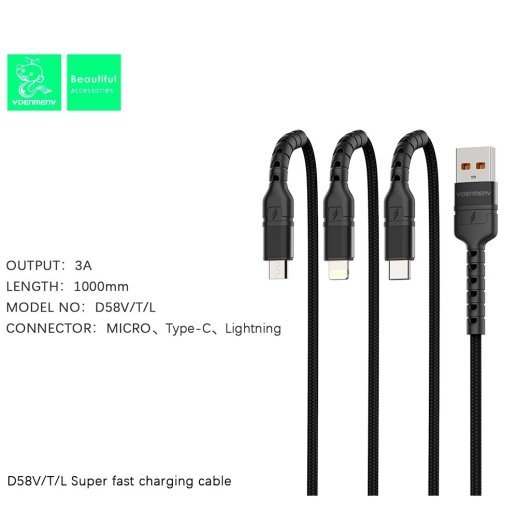 Кабель USB Denmen D58T USB - Type-C (2.4A)