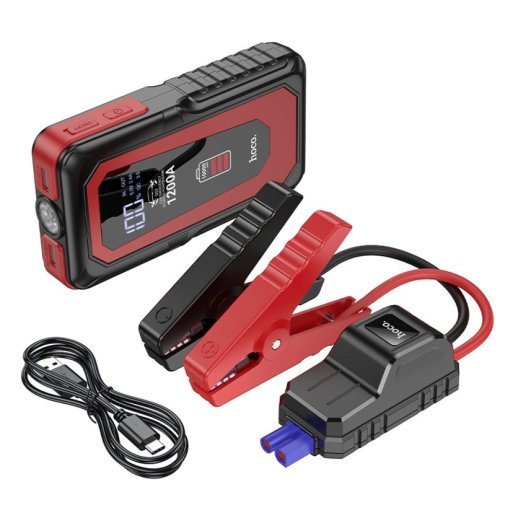 Пуско-зарядний пристрій для акумулятора HOCO QS3 3В1 з power bank на 10000mAh + ліхтарик, чорний