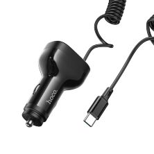 Зарядний пристрій HOCO NZ11A TYPE-C PD 30W/2USB + вбудований кабель Type-C, чорний