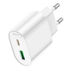 Мережевий зарядний пристрій HOCO C109A PD20W / USB QC3.0, білий