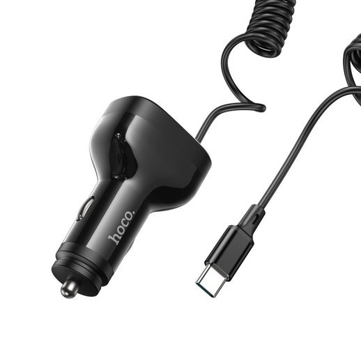 Зарядний пристрій HOCO NZ11A TYPE-C PD 30W/2USB + вбудований кабель Type-C, чорний