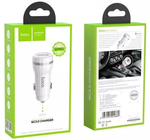 АЗУ HOCO Z27A QC3.0 (1USB) (10pc) (белый)
