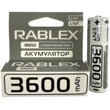 Акумулятор Rablex 18650 Li-Ion ICR18650 3600mAh TipTop 3.7V білий в упаковці