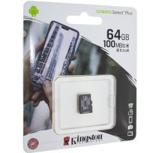 Карта пам'яті micro 64Gb Kingston Canvas Select Plus SDXC (UHS-1) class 10 А1 (R-100MB/s)