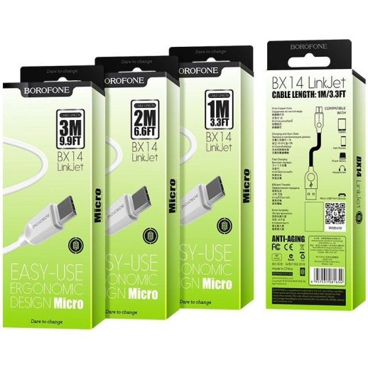 USB кабель BOROFONE BX14 LinkJet USB - micro USB 1 метр