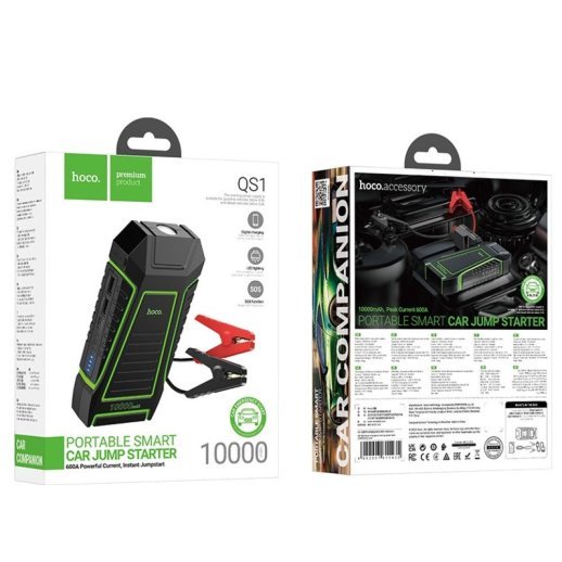 Пуско-зарядний пристрій HOCO QS1 Spring 3в1 з power bank 10000 mAh та ліхтариком, чорний