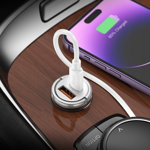 Автомобільний зарядний пристрій HOCO NZ10 45W Type-C PD + USB-A QC3.0 silver