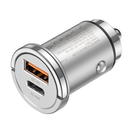 Автомобільний зарядний пристрій HOCO NZ10 45W Type-C PD + USB-A QC3.0 silver