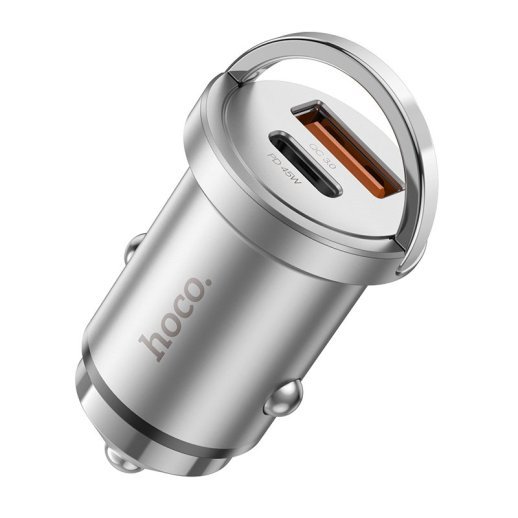 Автомобільний зарядний пристрій HOCO NZ10 45W Type-C PD + USB-A QC3.0 silver