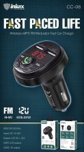 FM модулятор INKAX CC-06 2 USB 3.1A Bluetooth з гучним зв'язком