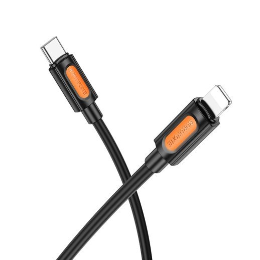 USB-C кабель BOROFONE BX114 Type-C - Lightning SILICONE 60W, 3A, 1 метр, чорний