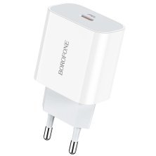 Мережевий зарядний пристрій BOROFONE BA38A Plus Speedy PD20W USB-C, БІЛИЙ
