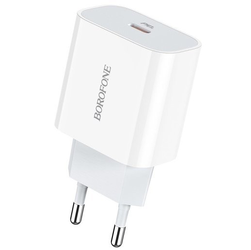 Мережевий зарядний пристрій BOROFONE BA38A Plus Speedy PD20W USB-C, БІЛИЙ