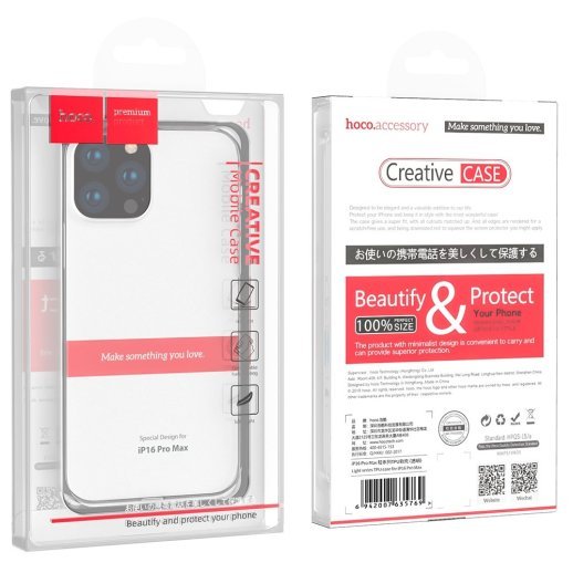 Силіконова накладка HOCO LIGHT SERIES для APPLE iPhone 16 PRO MAX 6.9", прозорий