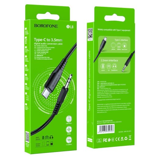 Кабель BOROFONE BL8 AUX TYPE-C - jack 3.5мм 1 МЕТР ЧОРНИЙ