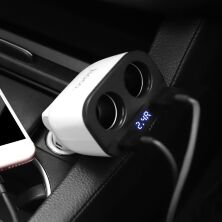Автомобільний зарядний пристрій HOCO Z28 з двума роз'ємами прикурювача + 2 USB 3.1A, білий