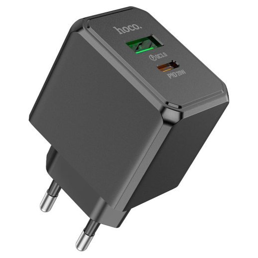 Мережевий зарядний пристрій HOCO CS14A TYPE-C PD 20W + USB QC 3.0, чорний