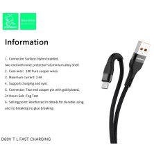 Кабель USB Denmen D60T USB - Type-C (2.4A)