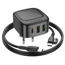 Мережевий зарядний пристрій Borofone BAS23A Type-C PD 30W 2*USB + кабель Type-C - Type-C, чорний