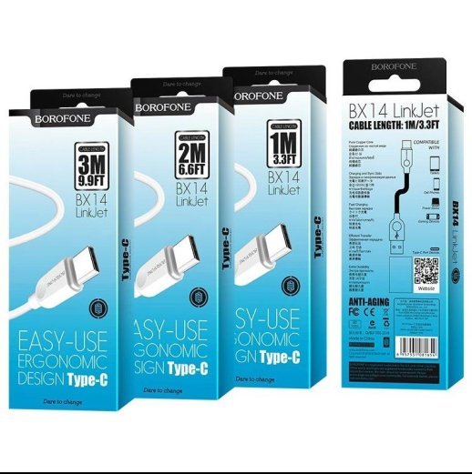 USB кабель BOROFONE BX14 LinkJet USB - Type-C 1 МЕТР