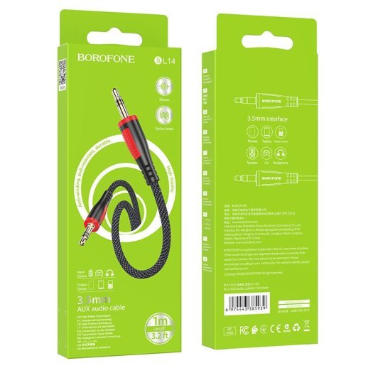 Кабель BOROFONE BL14 AUX jack 3.5 мм - jack 3.5 мм 1МЕТР