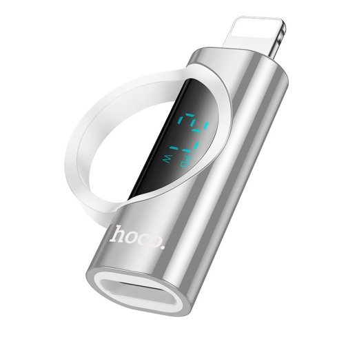 Перехідник HOCO LCD UA32B 27W Lightning (папа) - Type-C (мама), сталевий