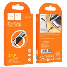 Перехідник HOCO LCD UA32B 27W Lightning (папа) - Type-C (мама), сталевий