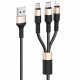 USB Кабель HOCO X26 3in1 USB - Lightning + MicroUSB + Type-C 1М, чорно-золотий