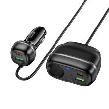 Автомобільний зарядний пристрій HOCO Z59A з роз'ємом прикурювача 2*TYPE-C PD 96W + 2*USB QC 3.0 240W, чорний
